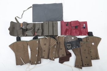 Mixed Grouping Vintage Canvas Boot Gators, Tool Kits & More