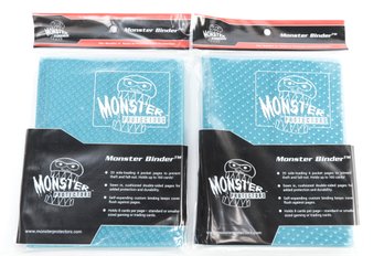 2 Monster Protectors Binders: 4-Pocket: Monster: Holo Aqua Blue Lot 2