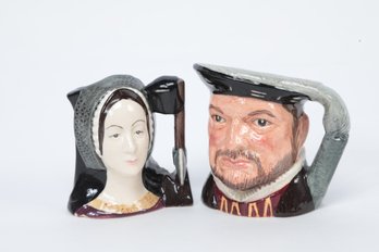 Vintage Royal Doulton Small Toby Mugs: Henry VIII & Anne Boleyn