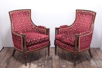 Pair Of Empire Stye Velvet Chairs