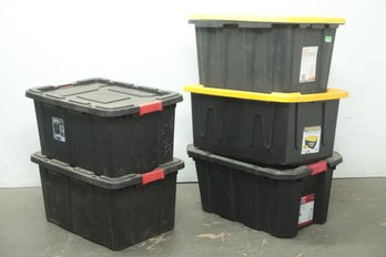 Lot Of 5 Heavy Duty Storage Bins