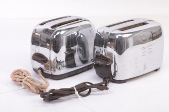 2 Vintage Mid-Century Chrome Toasters (General Electric & Toastmaster)