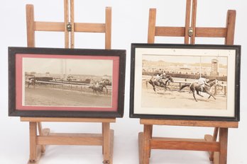 Pair Of Vintage Original Aqueduct Horse Race Photos Winners With Inscription Of Race Info On Back