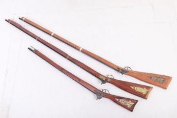 3 Vintage Flint Lock Rifle Reproductions