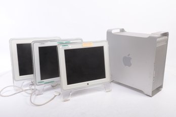 Vintage Apple PC Computer And Three Monitors