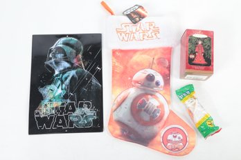 Star Wars Christmas/Holiday Lot: Tin Sign, Hallmark Ornaments, Hat & More