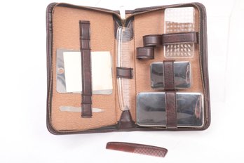 Vintage Cosmetic Leather Travel Case