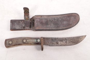 Vintage Schrade Walden 165 'Old Timer' Hunting Knife W/Leather Sheath