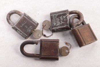 4 Vintage Yale Padlocks ~ 1 Missing Key
