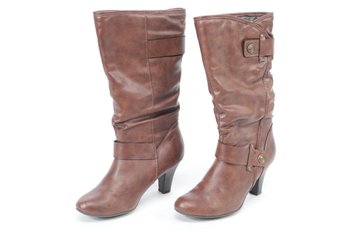 Woman's A.N.A (A New Approach) Brown Faux Leather Boots (8)