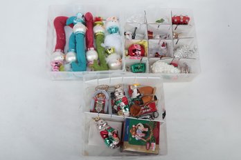 Grouping Of Christmas Ornaments In Plastic Storage Ornament Organizer