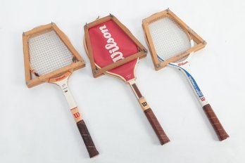 3 Vintage 1970s-1980s Jimmy Connors Tennis Rackets Wilson Ace - Tournament Wilson - Capri Wilson
