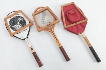3 Vintage Tennis Rackets - Jack Kramer Wilson Imperial - Don Budge Regent- John Alexander Spalding