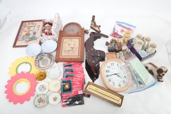 Large Mixed Lot Of Household Items: Bulova Kitchen Clock, Misc Housewares, Vacuum Bags