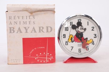 Vintage Bayard Mickey Mouse Alarm Clock W/Original Box