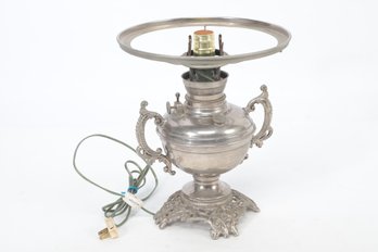 Late 1800's Center Draft Nickle Plated Banquet Lamp