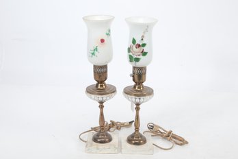 Pair 1930-40's Hurricane Style Lamps