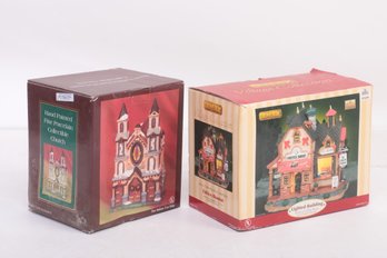 2 Lighted Christmas Village Houses In Original Boxes