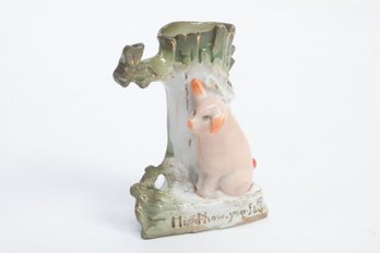 Antique German Pink Fairing  Pig And Tree