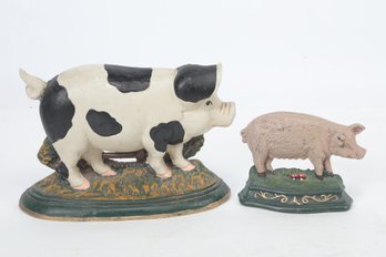 2 Cast Iron Pig Door Stops