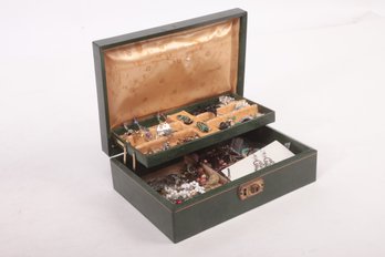 Jewelry Box Filled With Mostly Mid Century Costume Jewelry
