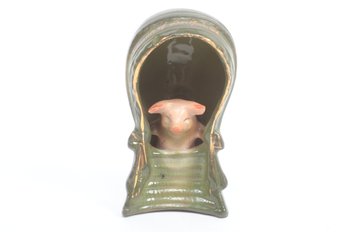 Antique German Pink Fairing Pig  In Cup Easton