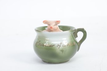 Antique German Pink Fairing Pig  In Cup Easton