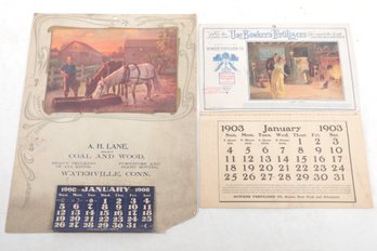 2 Calendars Advertising Including Waterville Coal Co. And Bowker Fertilizer Co.