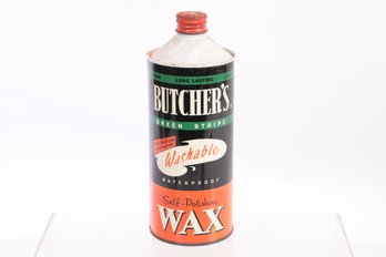 1950-60's Buitcher's Green Stripe Liquid Eax - Quart, Full