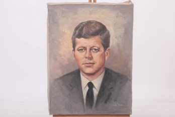 Painted Portrait Of John F. Kennedy Signed Frank Mason