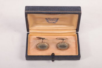 Pair 1920-30's Men's Cufflinks In Original Jeweler's Box