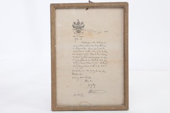 10' X 13' Framed January 1, 1888 Correspondence From Sir Robert Nicholas Fowler, Gastard House Corsham