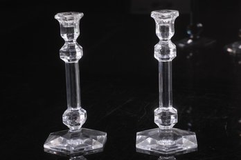 Pair Of Val St Lambert Crystal Candlesticks