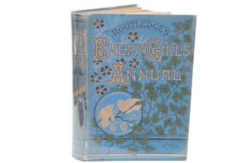 1884 Routledge's Every Girl's Annual Publisher's Decorative Cloth Binding Color Lithographs