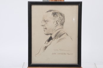 8' X 10' Framed Caricature Of N.Y. Mirror Sports Writer Walter Trumbull By Jamie Montgomery Flagg