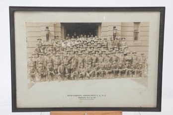 16 1/2' X 11 3/4' Framed Photograph Fifth Company CT C.A.N.G. Norwich July 6, 1917