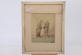 13' X 16' Framed Late 1800 - Early 1900 Japanese Hand Colored Photograph Marked '97 Travelers'