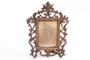 Late 1800 Ornate Cast Iron Frame With Brass Finish
