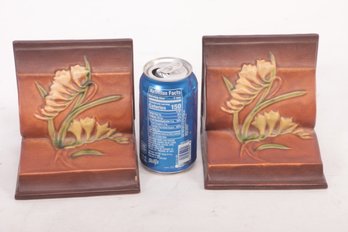Circa 1940's Roseville Pottery Freesia Flower (15 ) Bookends