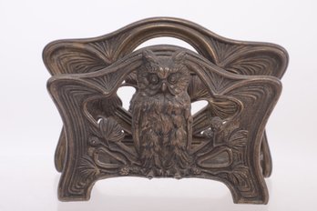 Antique Art Nouveau Bronze Owl Letter Holder