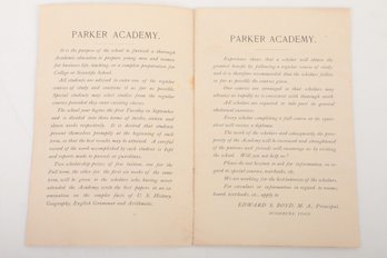 1893-4 Parker Academy Woodbury Connecticut Pamphlet