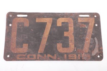 Rare Circa 1919 3 Digit Connecticut Painted License Plate