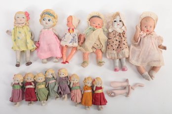 Grouping Of Dolls Including Dionne Quintuplets And Several Misc. Doll Parts