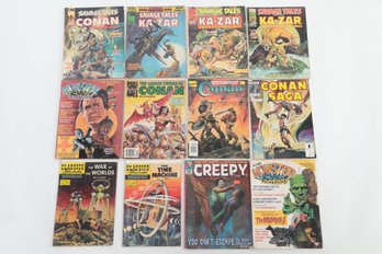 1975 Marvel Curtis Magazine-1974-75 Savage Tales #6,#9 Creepy #43, Monster Fantasy- Great Lot Of Collectables