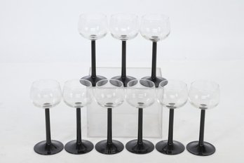 Lot Of 9 Black Steamed Glasses