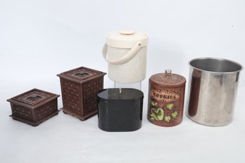 Grouping Of Vintage Ice Buckets W/1 Ceramic Cookie Jar