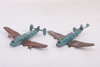 Two Rare Vintage 1940's United Airlines Super Mainliner 13 In Span Pressed Steel Airplanes Wyndotte