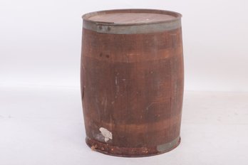 Small Antique Hand Made Wooden Barrel