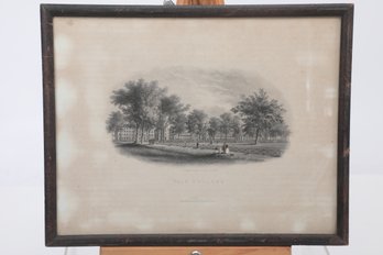 12 1/2' X 10' Framed 1858 Etching Of Yale College