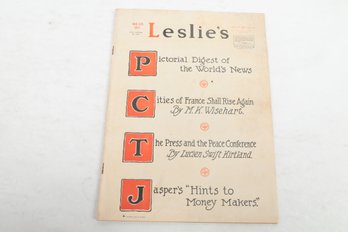 April 12 1919 Leslie's, Pictorial Digest Of The World's,  News Cities Of France Shall Rise Again By M.K. Wiseh